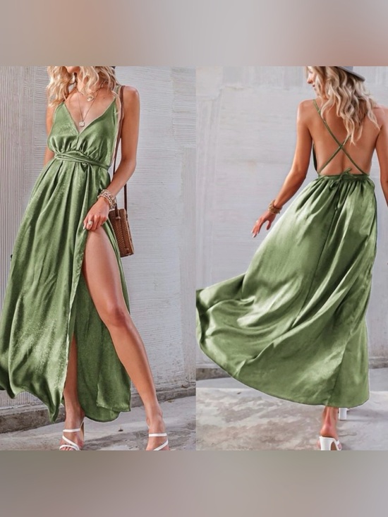 Simplee Apparel Dresses & Skirts - Mint Green Boho Maxi Halter Dress Size Small